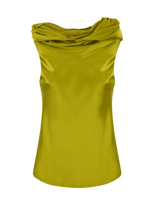 Top con cappuccio in satin di seta Verde PINKO | 104431 A250U23